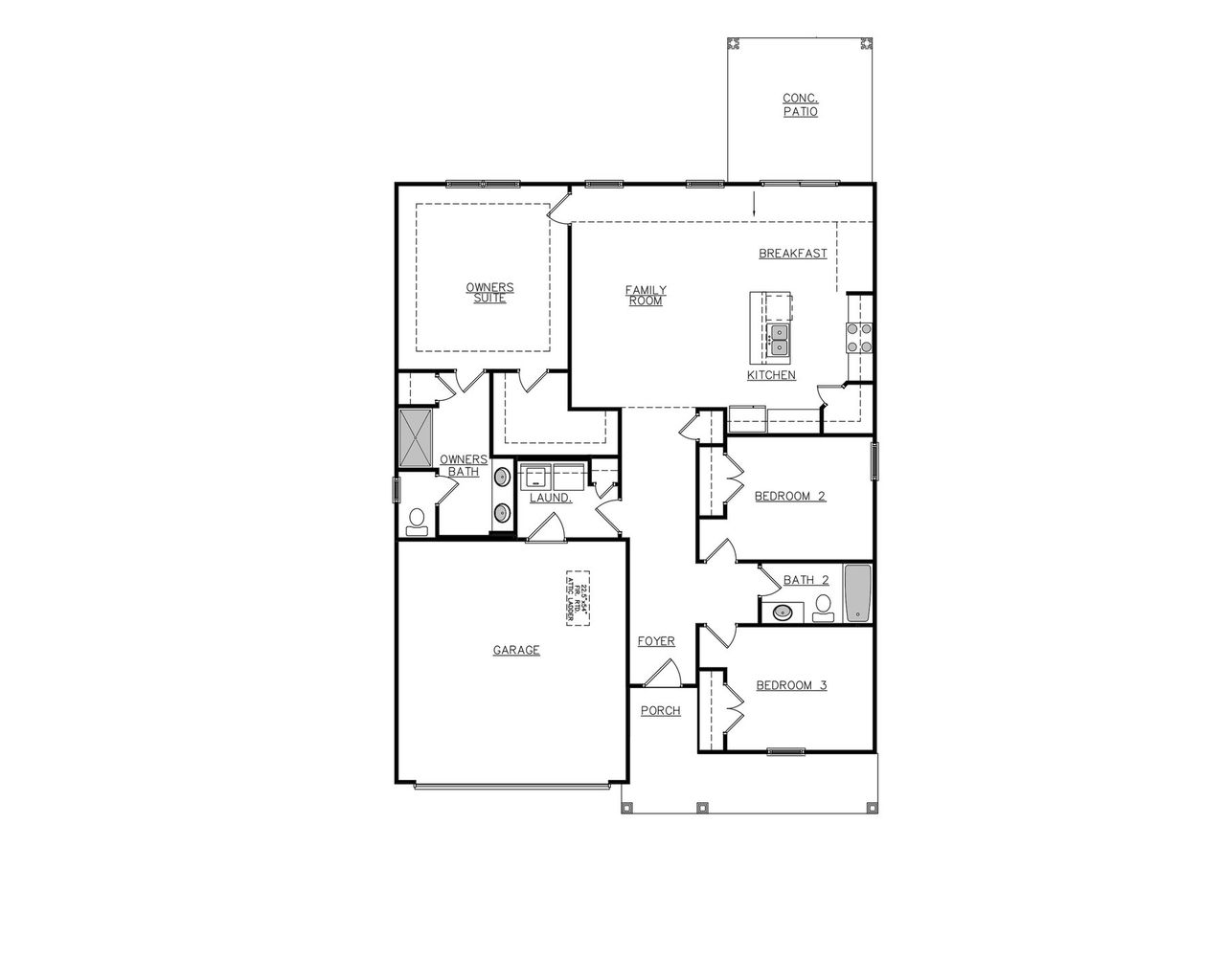 2D floor plan layout of this home in Emanuel Creek, West Columbia, SC (Image 2).