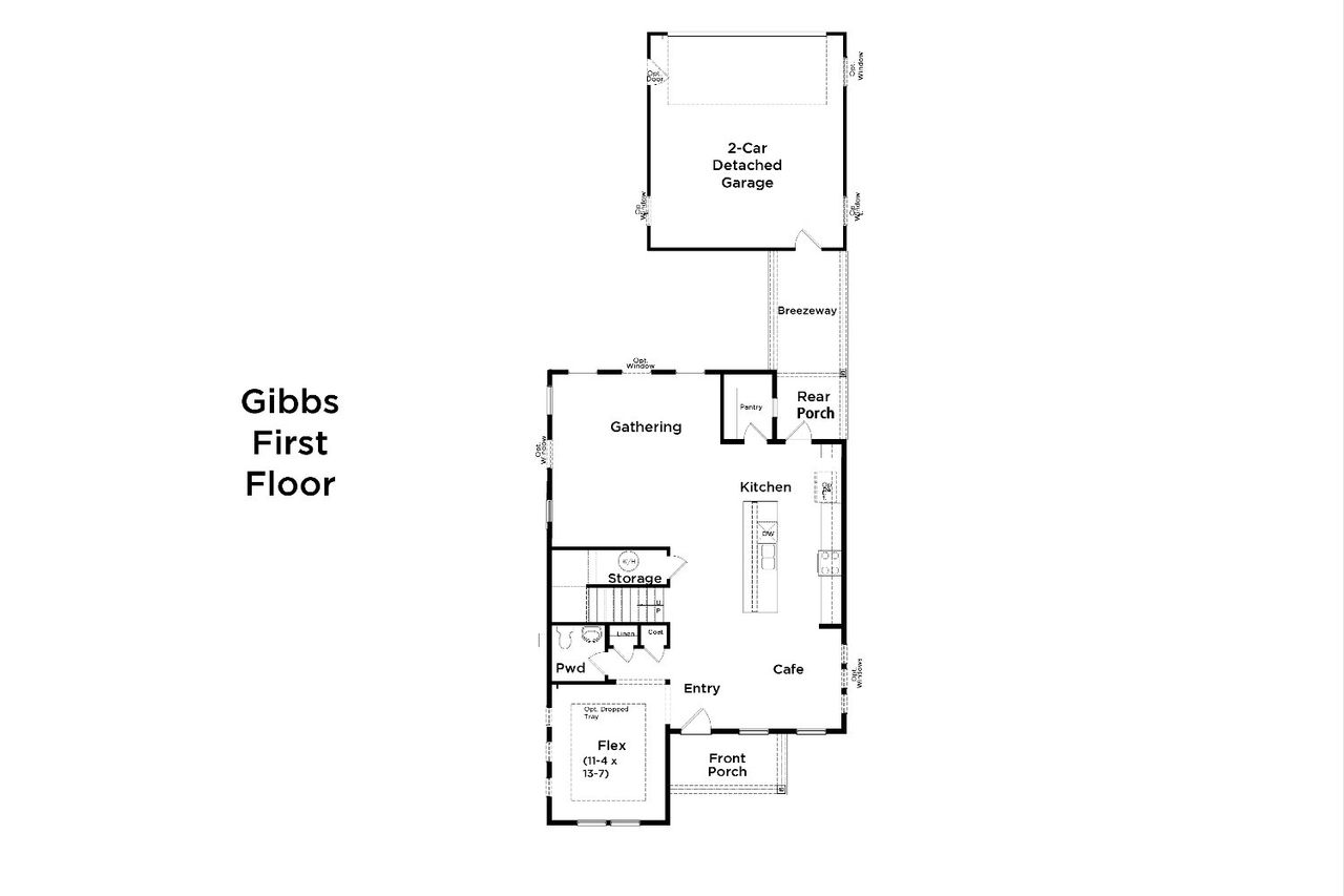 2D floor plan layout for the Gibbs by DRB Homes in Riley Farms, Rockvale, TN (Image 2).