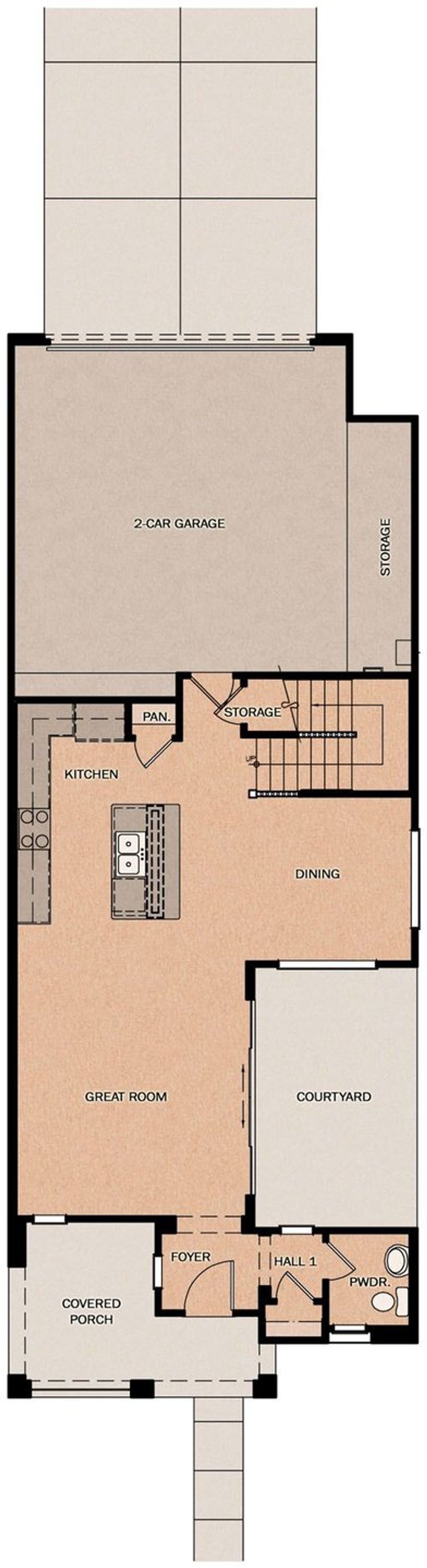 2D floor plan layout of this home in San Francisco at Prasada, Surprise, AZ (Image 2).