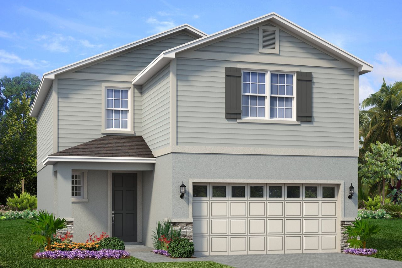 Representative exterior photo of a completed home built from the Triumph by Park Square Residential in Liberty Station, Orange City, FL (Image 2). Representative exterior photo of a completed home built from the Triumph by Park Square Residential in Liberty Station, Orange City, FL (Image 2).