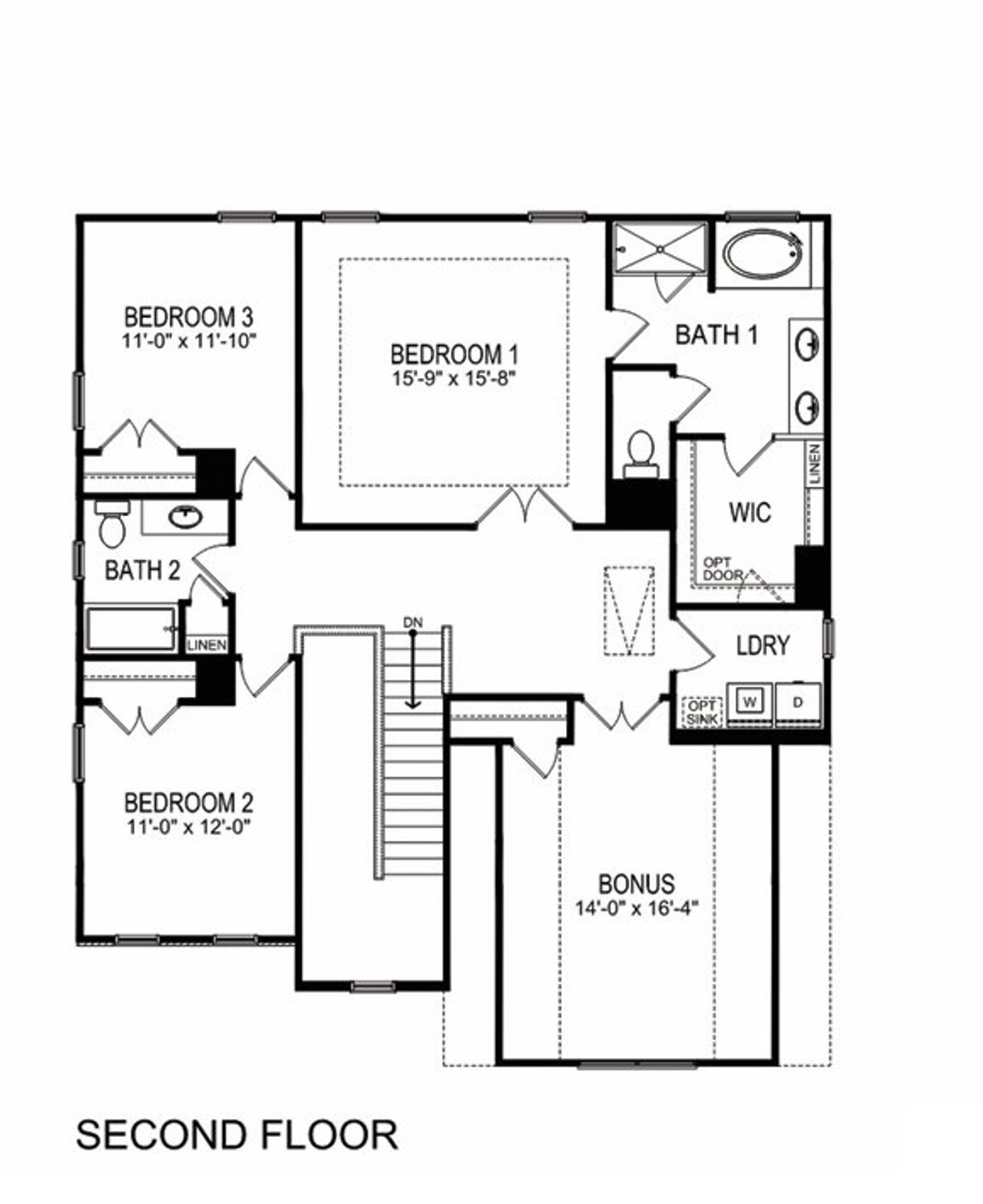 2D floor plan layout for the Fleetwood by D.R. Horton in Oak Grove Hill, Huntersville, NC (Image 2).