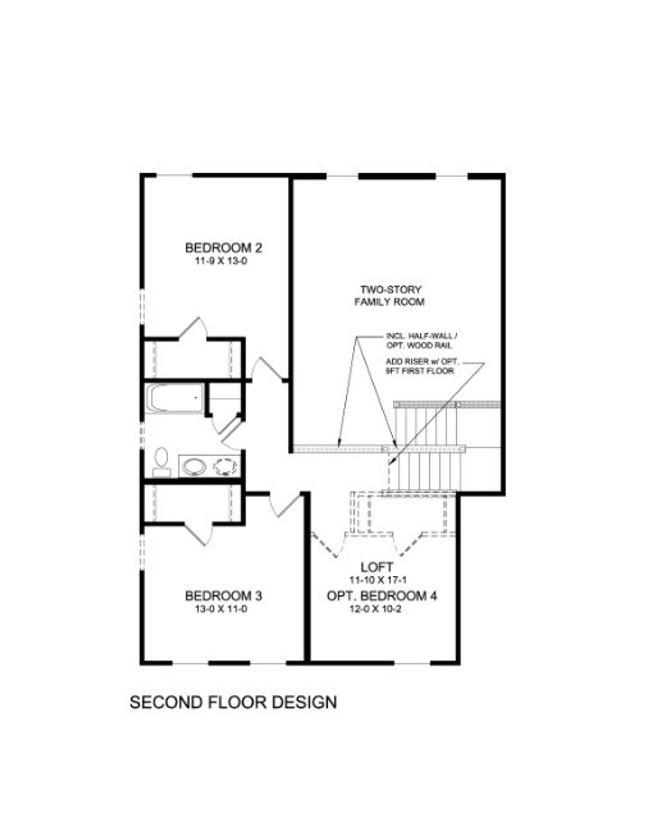 2D floor plan layout for the Charles by Fischer Homes in Twin Lakes, Hoschton, GA (Image 2).