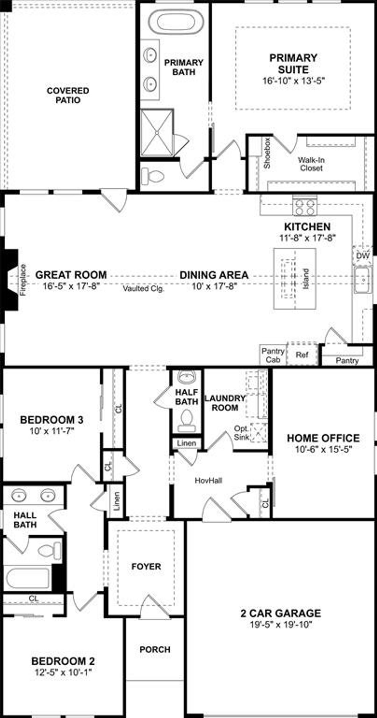 2D floor plan layout of this home in Heritage Ranch, Sherman, TX (Image 2).
