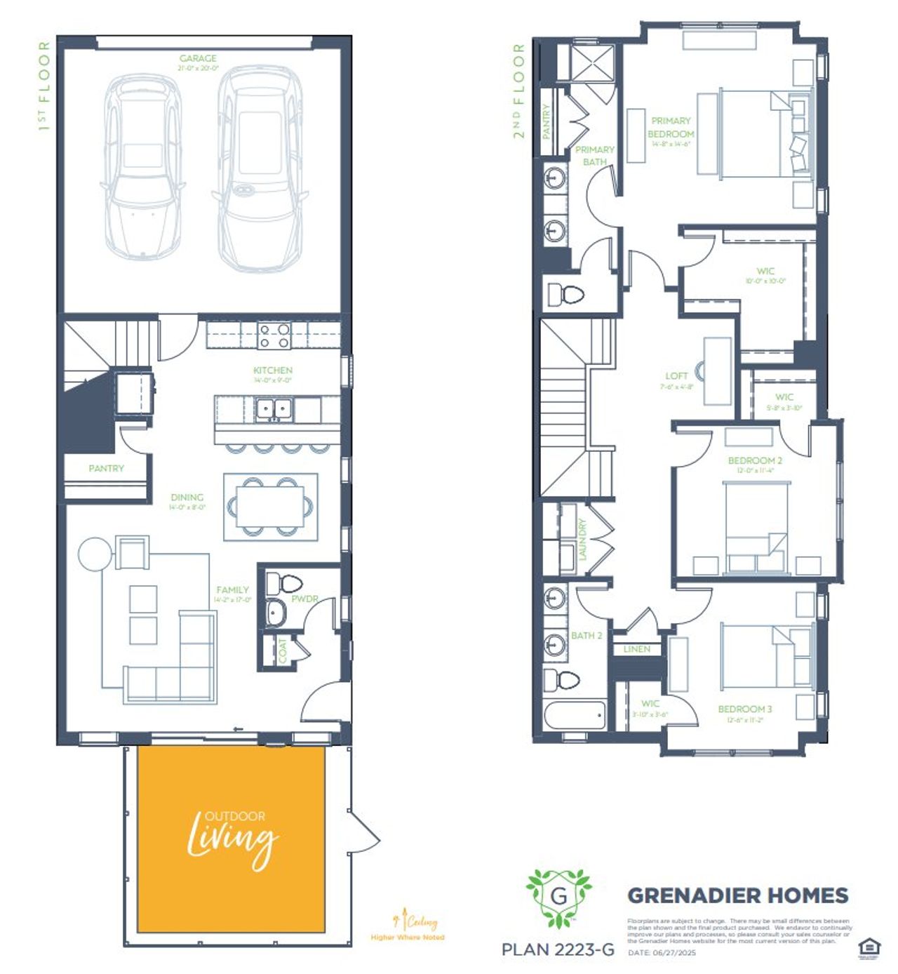 2D floor plan layout for the Elm (RE) by Grenadier Homes in Wildridge, Oak Point, TX (Image 2).