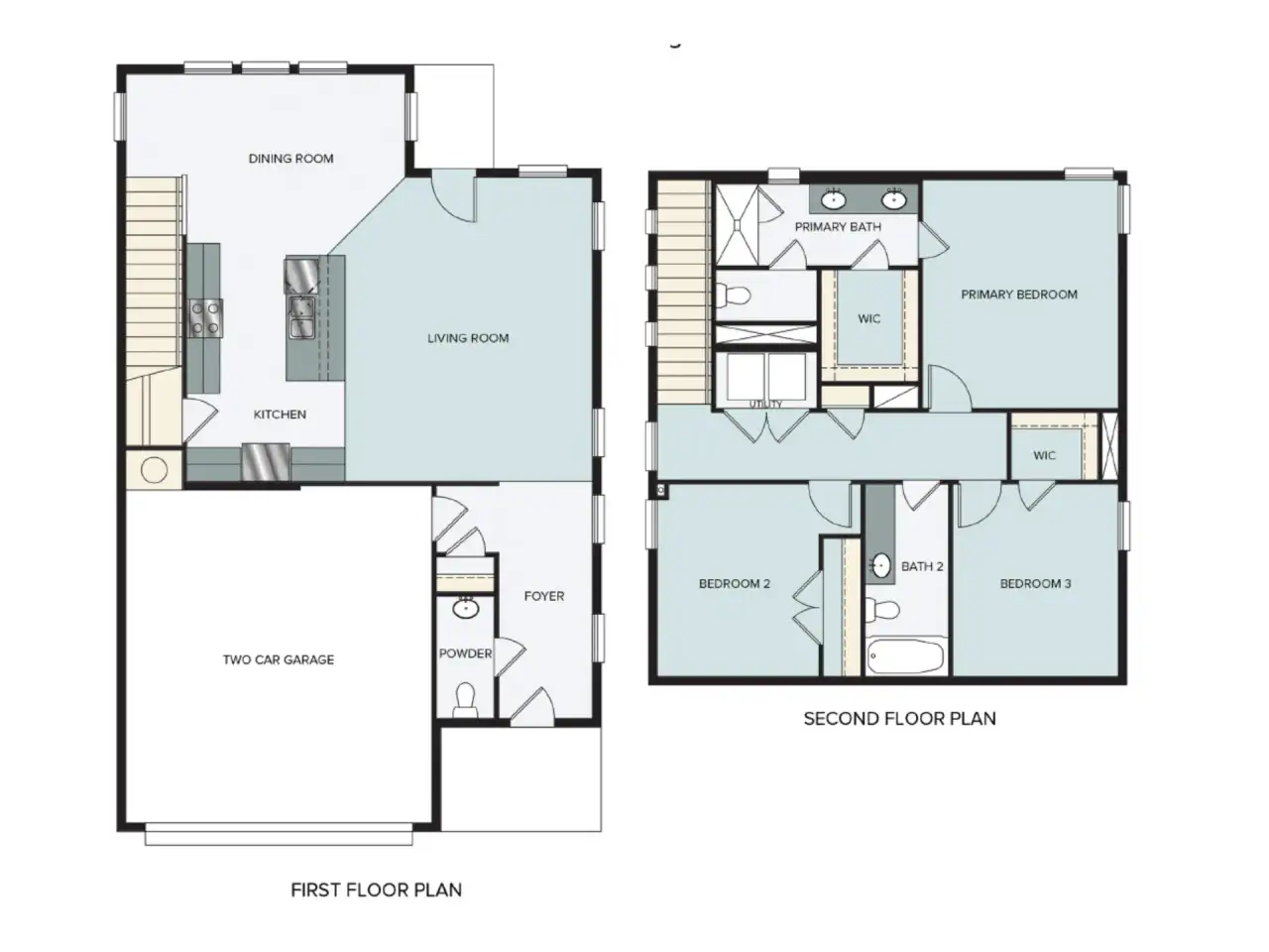 2D floor plan layout of this home in Clear Creek, Round Rock, TX (Image 2).