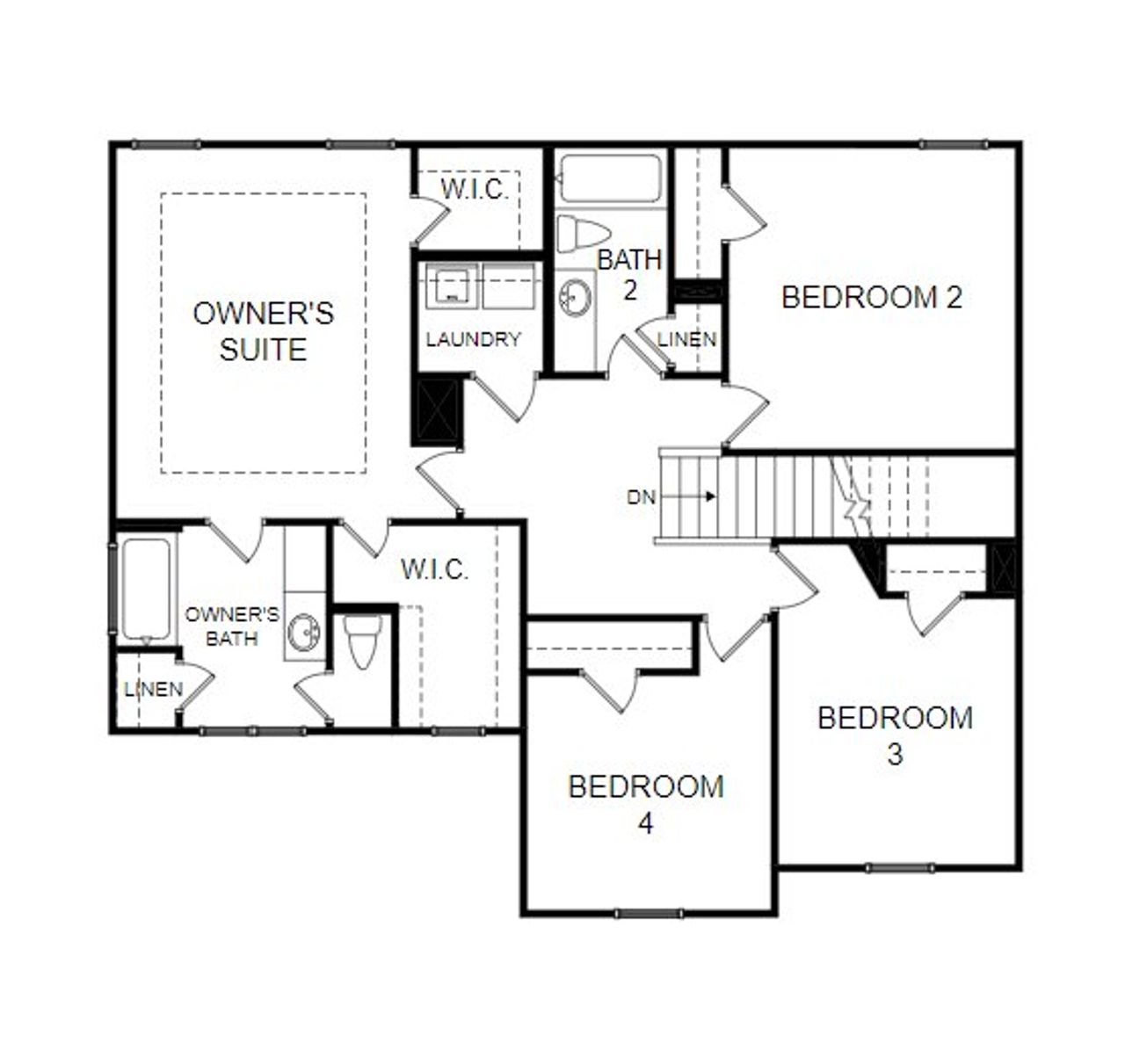 2D floor plan layout for the Fairfax by Piedmont Residential in Creekside Landing, Dallas, GA (Image 2).