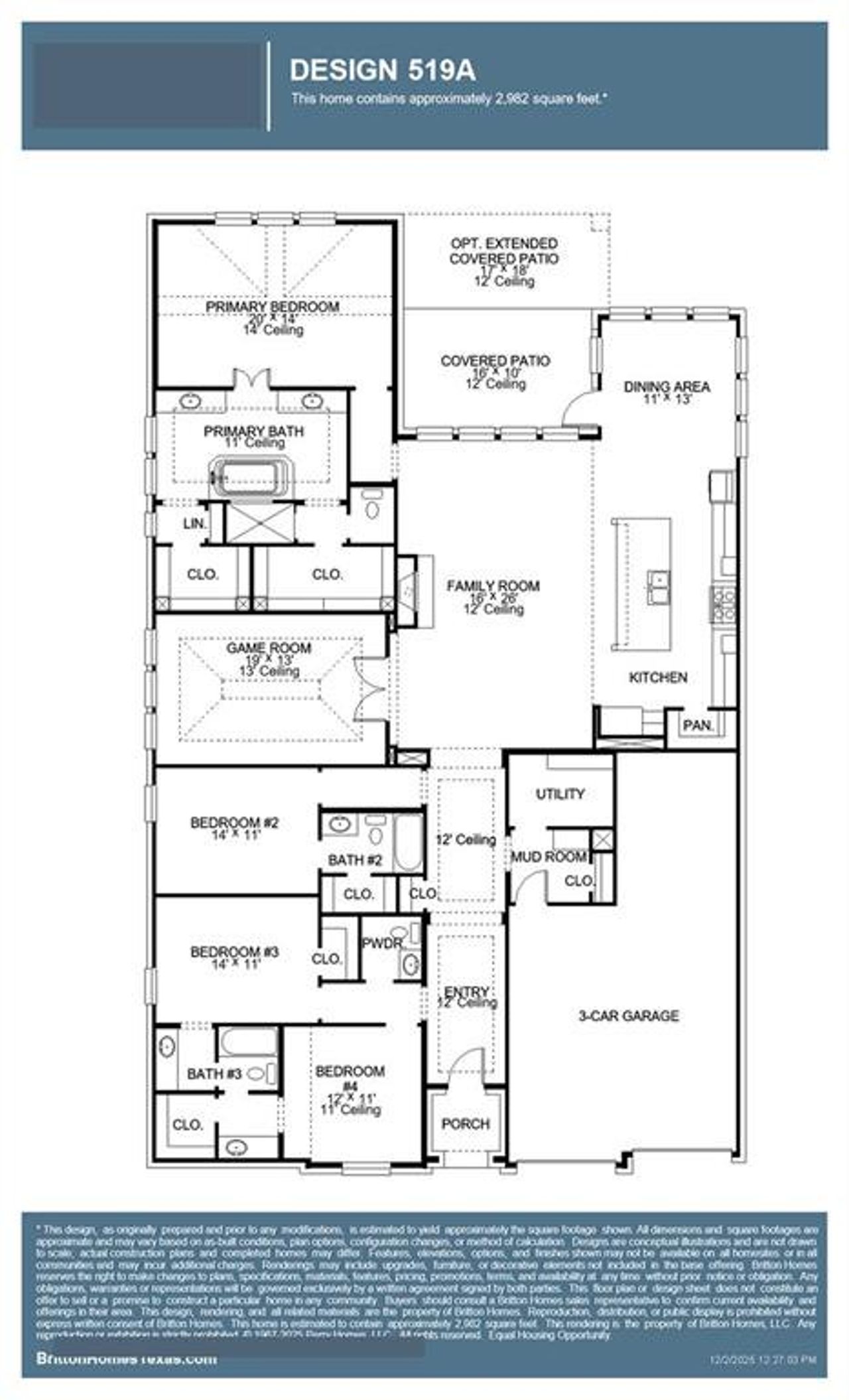 2D floor plan layout of this home in Adkins Park 70', Hurst, TX (Image 2).