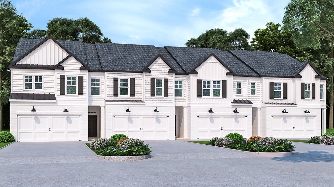 Front exterior of a new home in Independence Villas and Townhomes, Loganville, GA, highlighting curb appeal (Image 2).