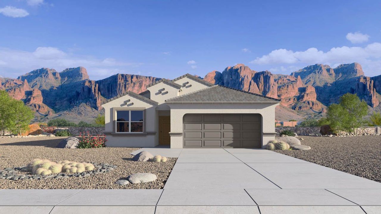 Representative exterior photo of a completed home built from the Raven by D.R. Horton in Magma Ranch Vistas, Florence, AZ (Image 2).