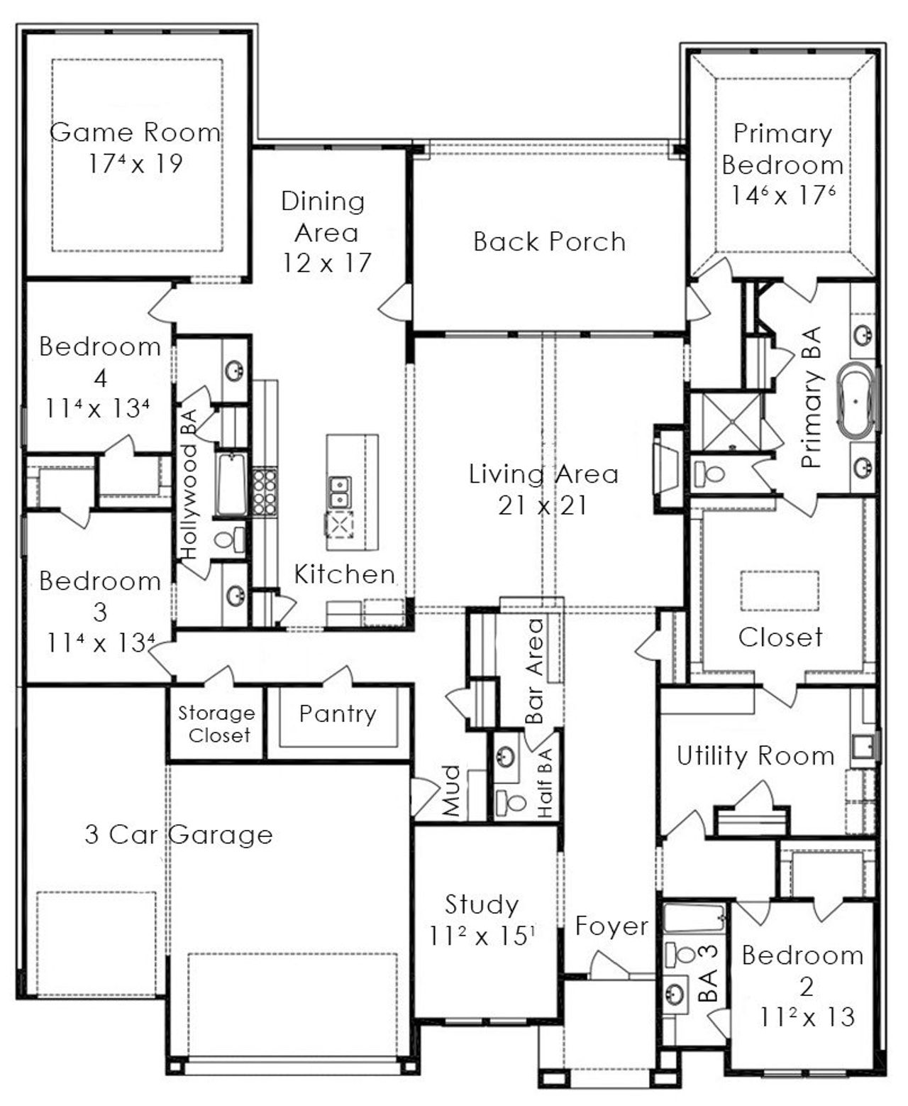 2D floor plan layout for the Grapevine by Jamestown Estate Homes in Lakeview, Waller, TX (Image 2). 2D floor plan layout for the Grapevine by Jamestown Estate Homes in Lakeview, Waller, TX (Image 2).