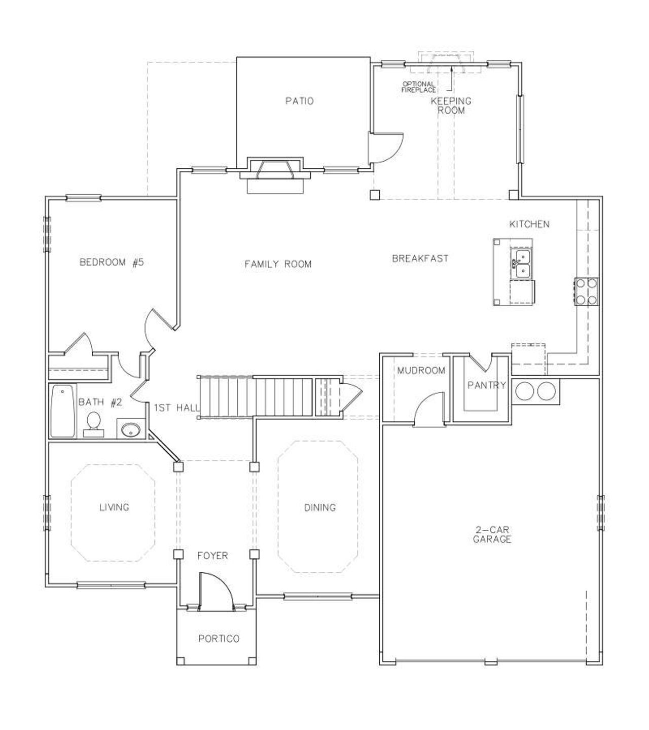 2D floor plan layout for the Richardson by Peachtree Building Group in The Landing at Miller’s Ferry, Adairsville, GA (Image 2).