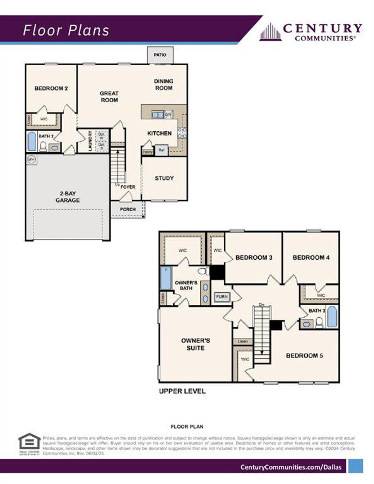 2D floor plan layout of this home in Courtland Place, Cleburne, TX (Image 2).