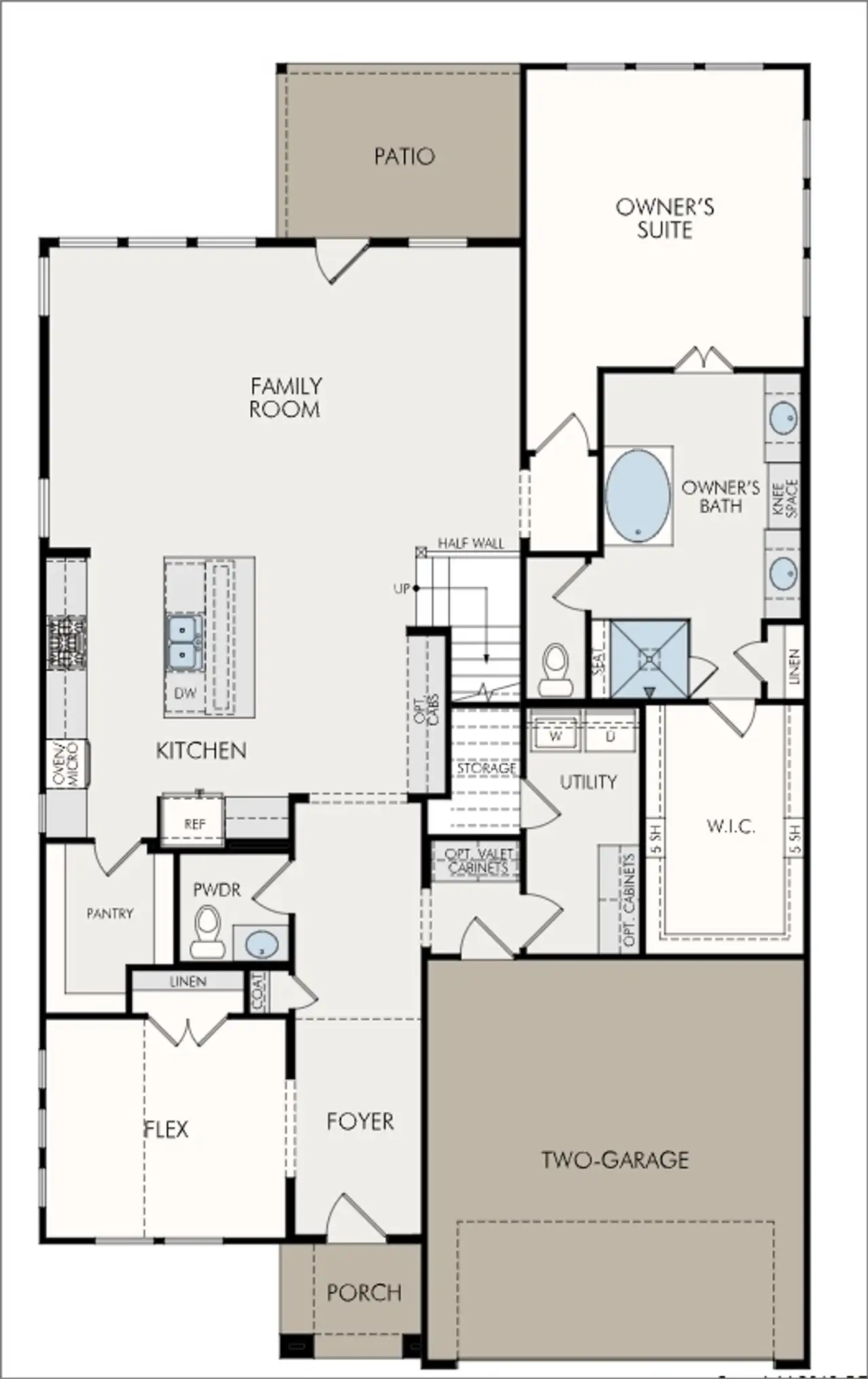 2D floor plan layout for the McKinley 4229 by GFO Home in Whisper Valley, Manor, TX (Image 2).