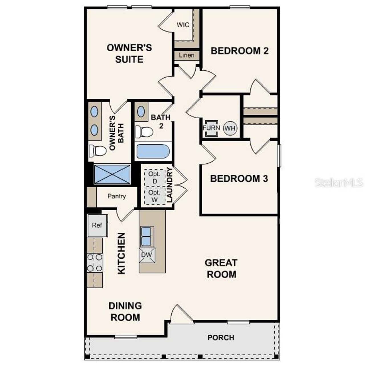 2D floor plan layout of this home in Daytona North, Bunnell, FL (Image 2).