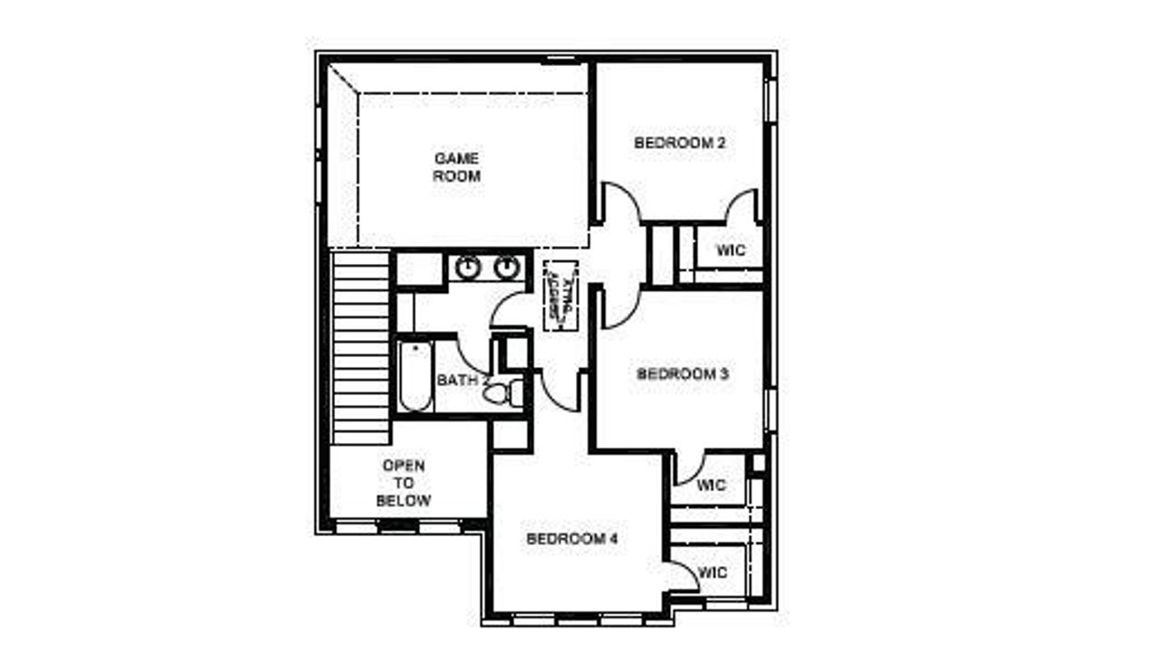 2D floor plan layout of this home in The Reserve at Spiritas Ranch, Little Elm, TX (Image 2).