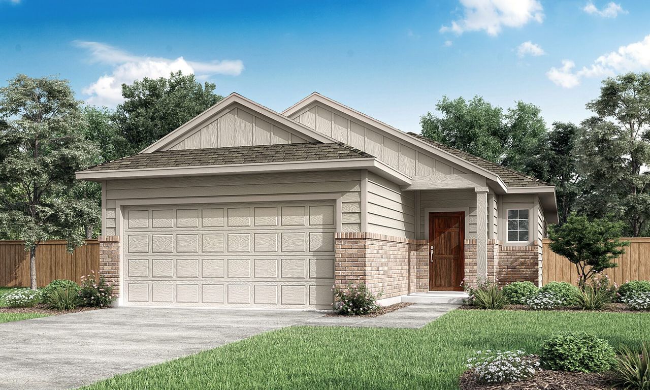 Representative exterior photo of a completed home built from the Austin by Pacesetter Homes in Grande Estates, Bertram, TX (Image 2). Representative exterior photo of a completed home built from the Austin by Pacesetter Homes in Grande Estates, Bertram, TX (Image 2).