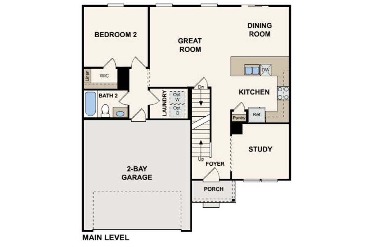 2D floor plan layout for the Gardner by Century Communities in Newport Creek, Brookshire, TX (Image 2).