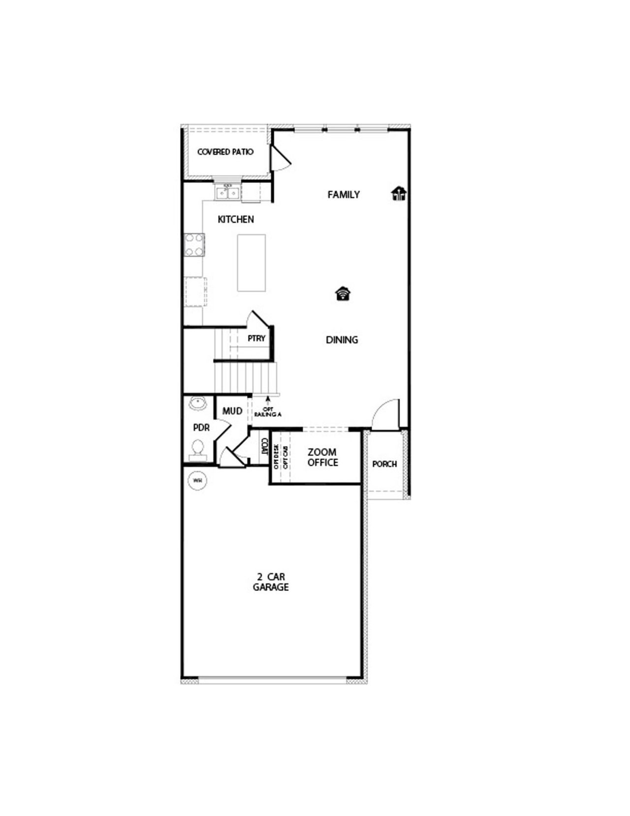 2D floor plan layout for the Brownwood by Impression Homes in Main Street Village, Mansfield, TX (Image 2).