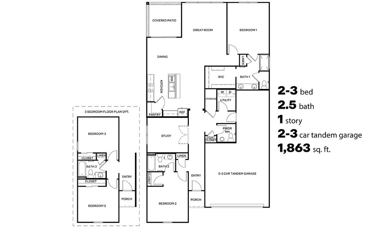 2D floor plan layout of this home in Solterra, Green Valley, AZ (Image 2).
