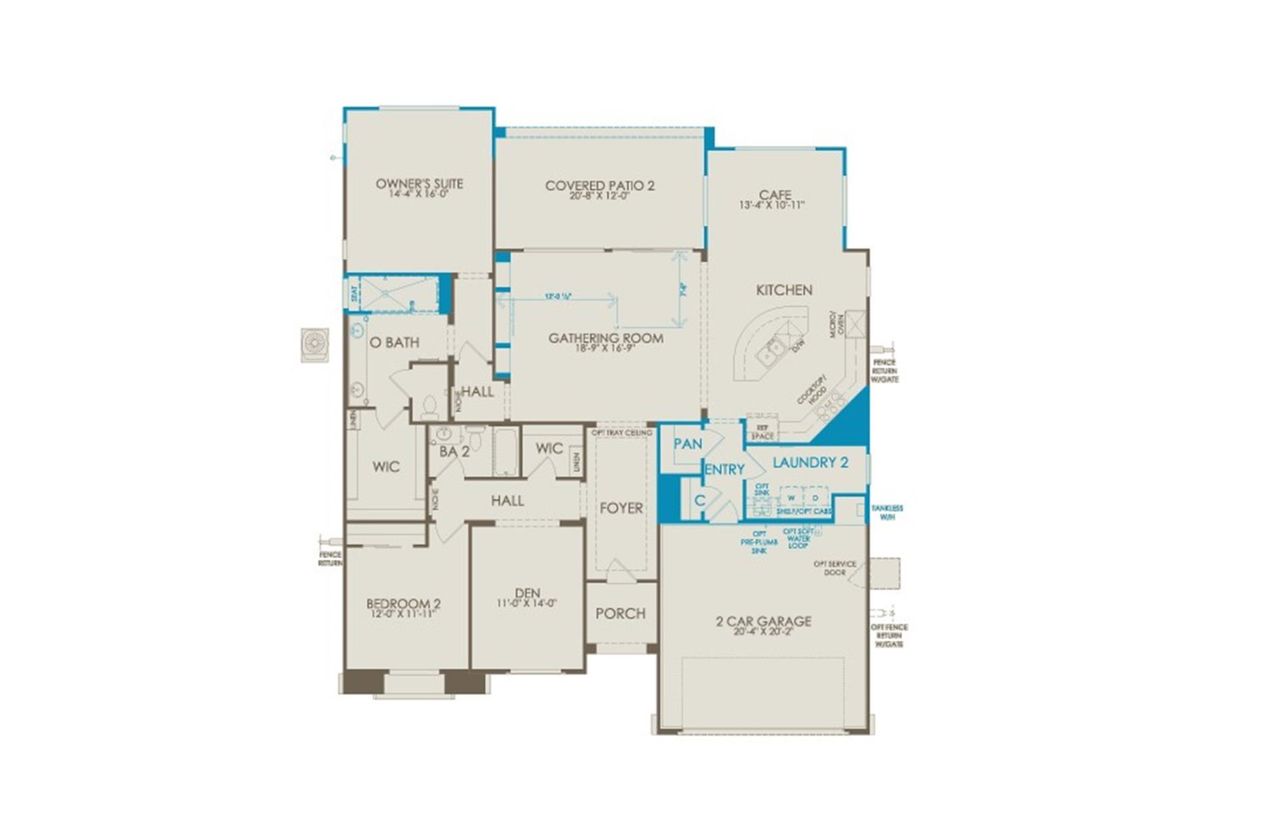 2D floor plan layout of this home in Del Webb at Rocking K, Tucson, AZ (Image 2).