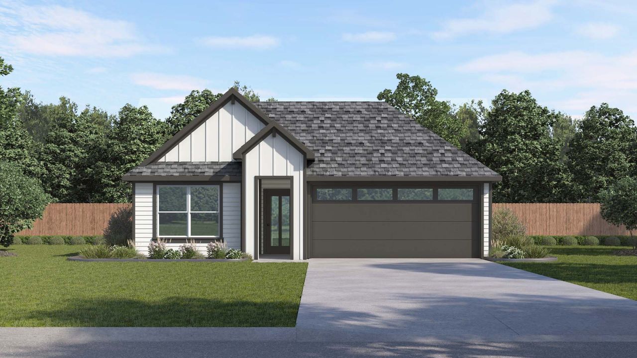 Representative exterior photo of a completed home built from the Harris - X35H by D.R. Horton in Milo Farms, Rosenberg, TX (Image 2).