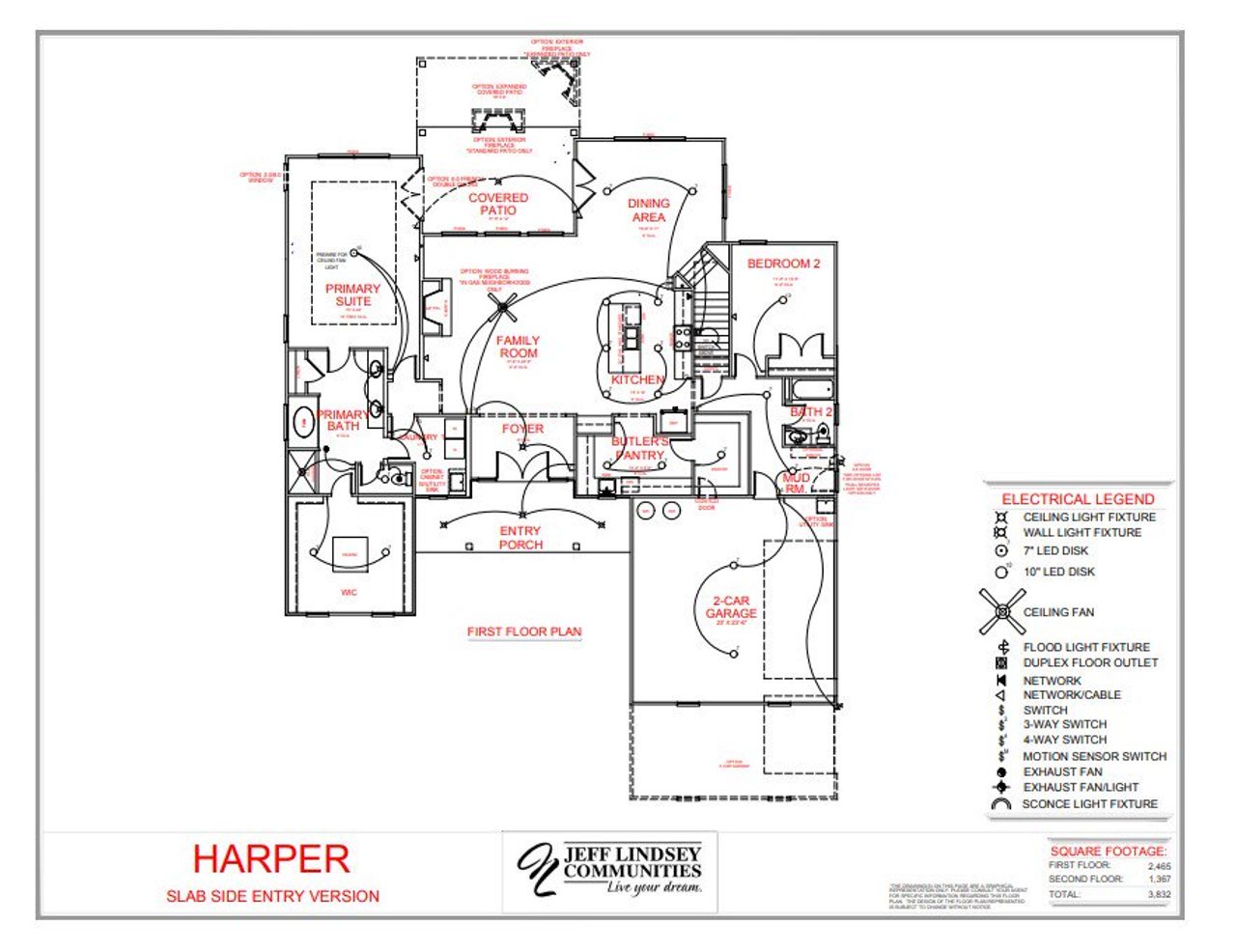 2D floor plan layout for the Harper B by Jeff Lindsey Communities in Arbor Springs, Newnan, GA (Image 2).