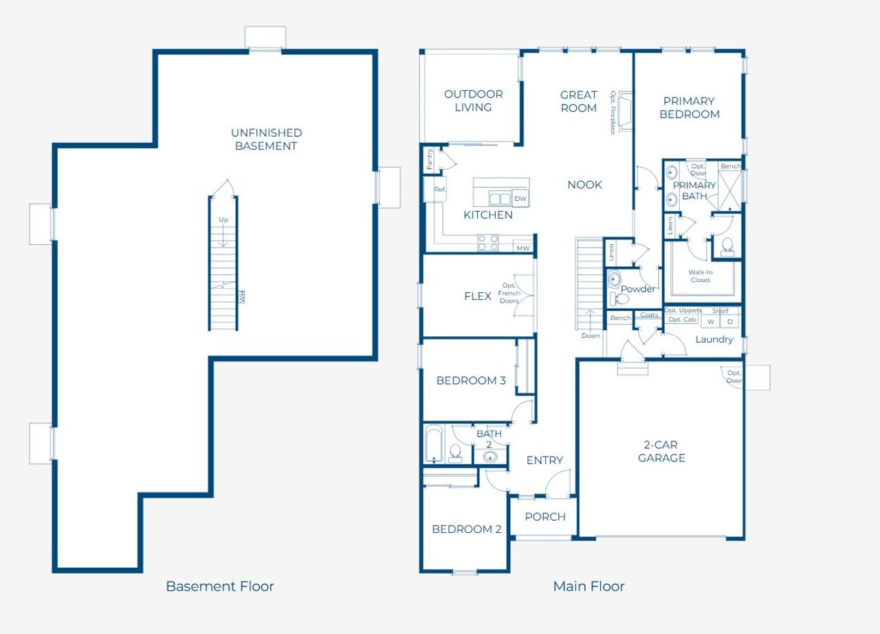 2D floor plan layout of this home in The Manors Collection at Golden Overlook, Golden, CO (Image 2).