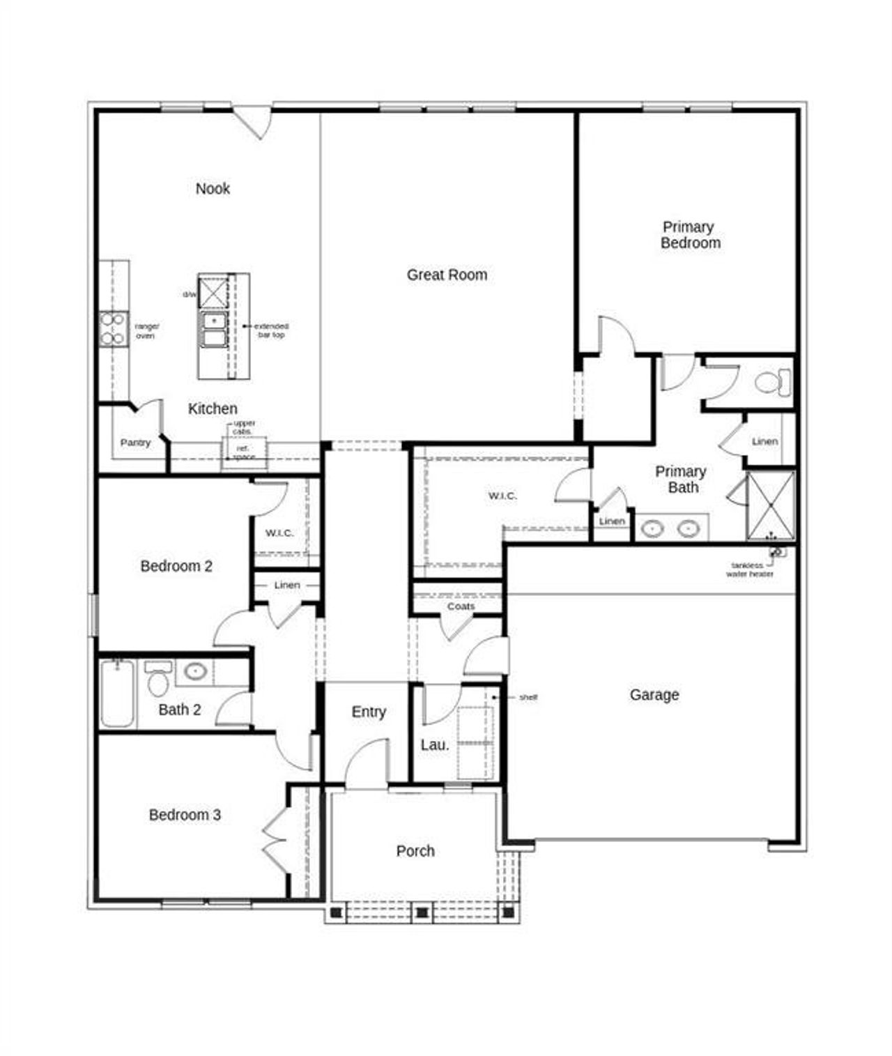 2D floor plan layout of this home in The Preserve Estates, Justin, TX (Image 2).
