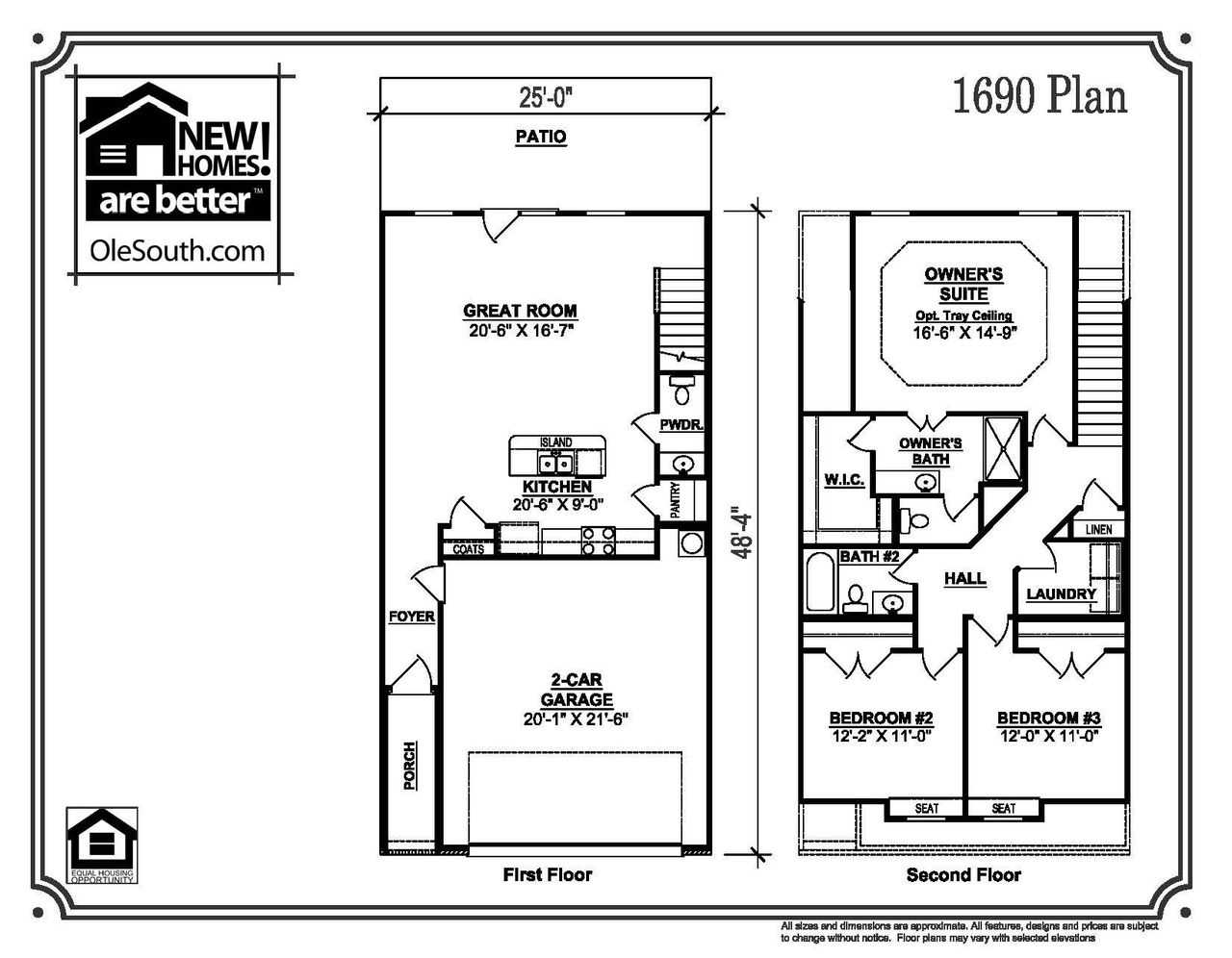 2D floor plan layout for the 1690 Park Place by Ole South in Park Place, Shelbyville, TN (Image 2).