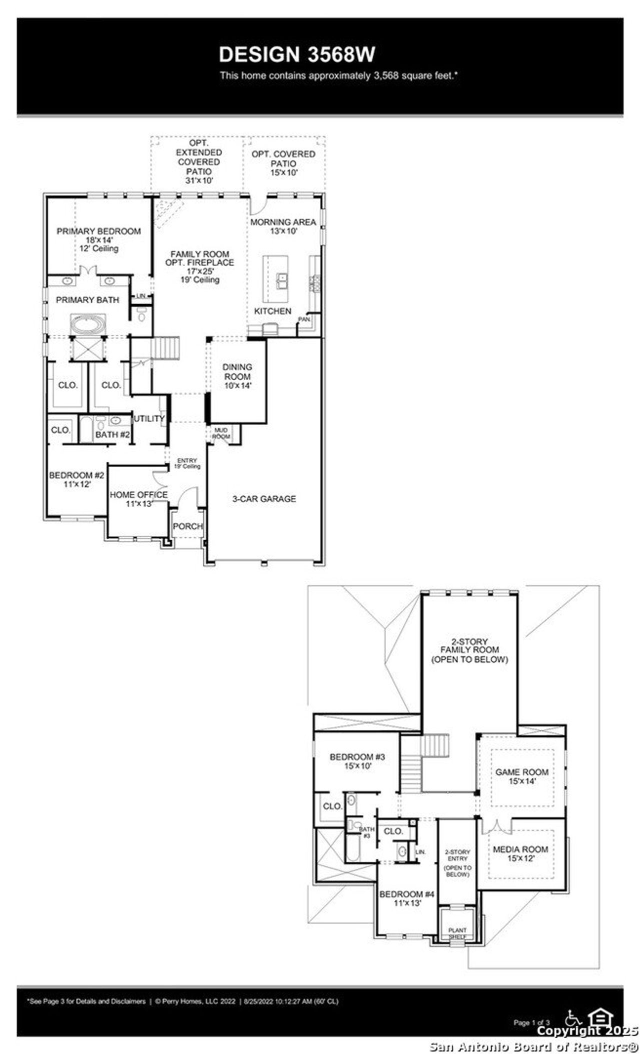 2D floor plan layout of this home in Haby Hill 60', San Antonio, TX (Image 2).