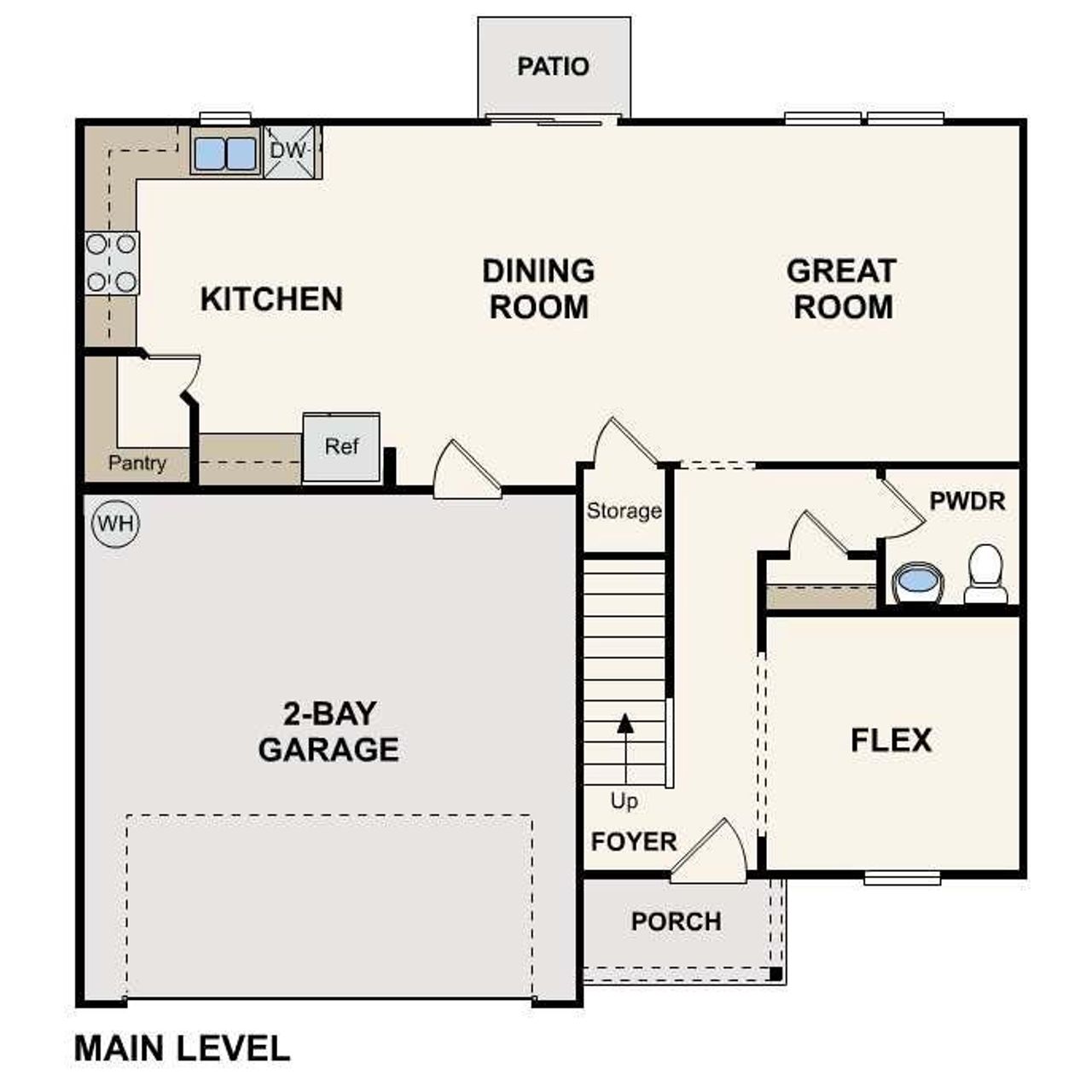 2D floor plan layout of this home in The Ridge at Twin Rivers, Covington, GA (Image 2).