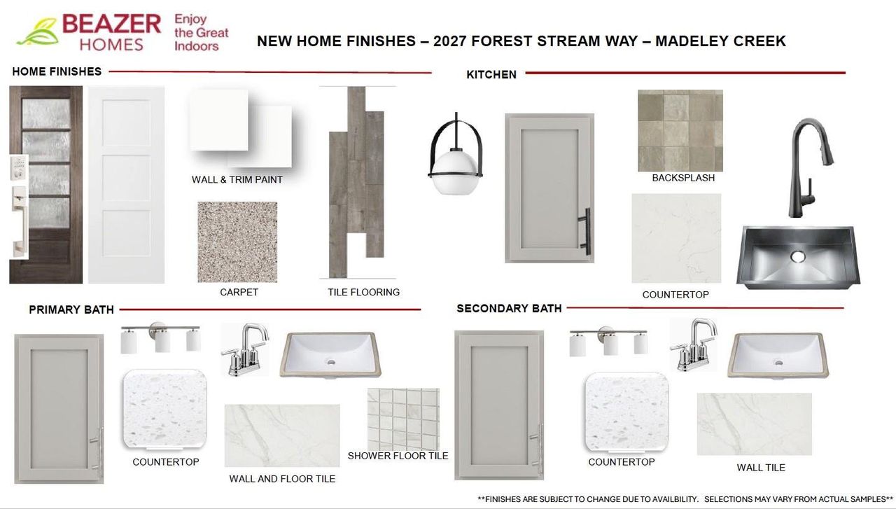 2027 Forest Stream Home finishes. Please see a New Homes Sales Counselor as these options are subject to change.