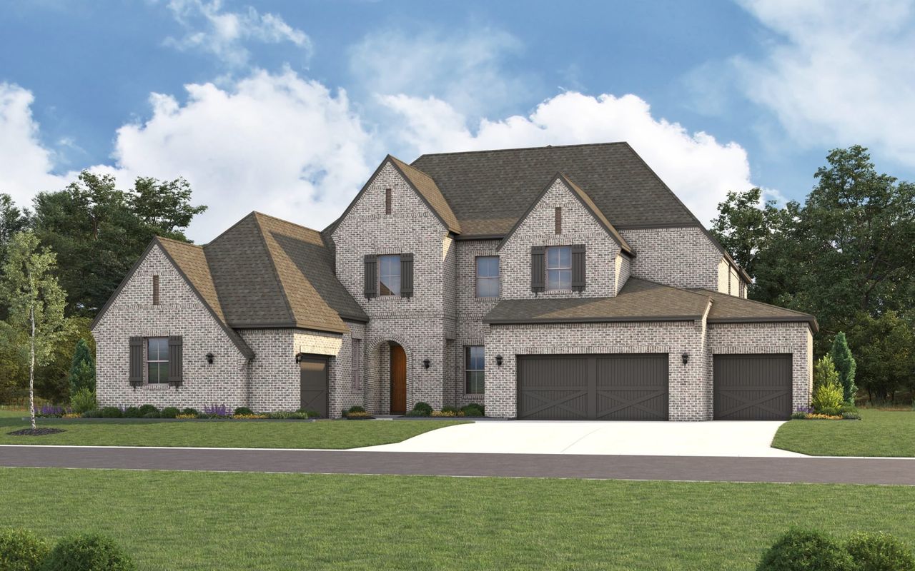 Representative exterior photo of a completed home built from the 6042 by Tradition Homes in Mustang Lakes, McKinney, TX (Image 2).