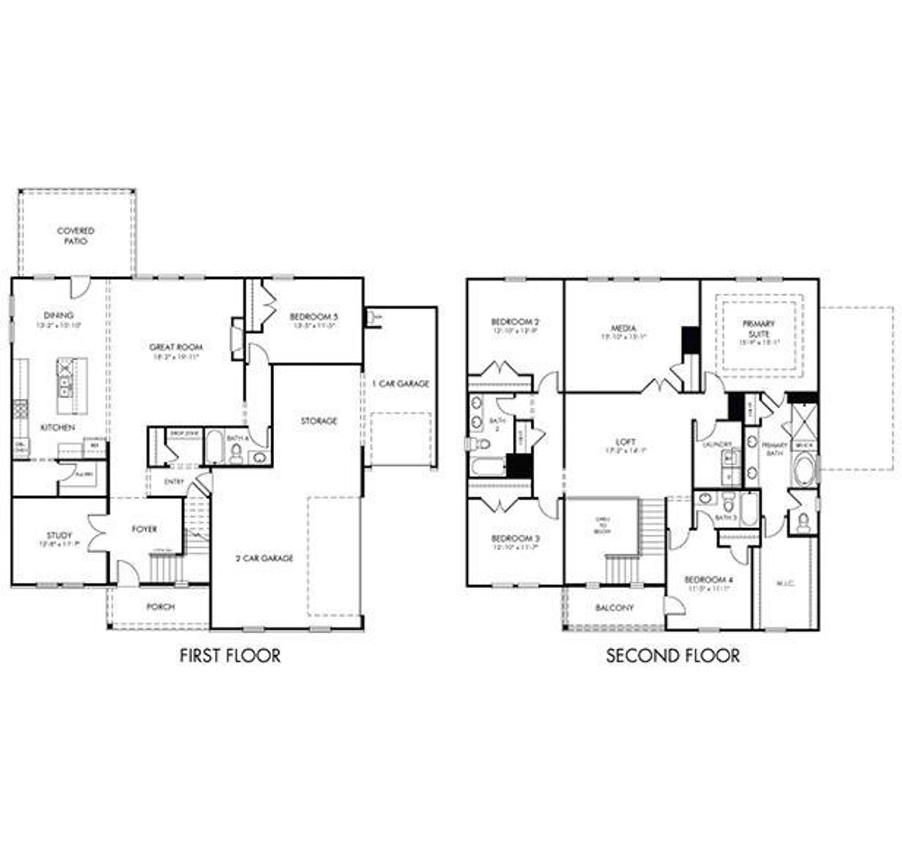 2D floor plan layout of this home in River Pointe, Monroe, GA (Image 2).