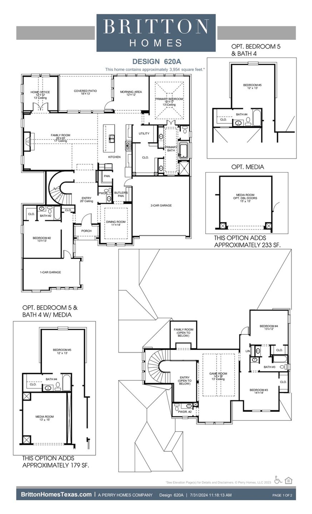 2D floor plan layout for the 620A by Britton Homes in Star Trail 76', Prosper, TX (Image 2).