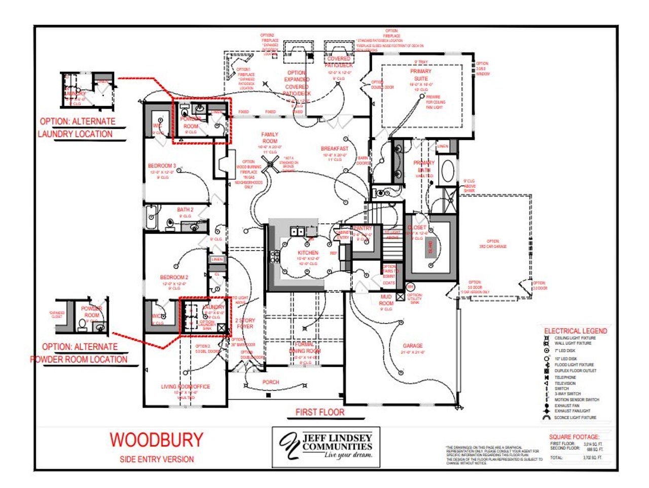 2D floor plan layout for the Woodbury F by Jeff Lindsey Communities in Bernhard Farms, Fayetteville, GA (Image 2).