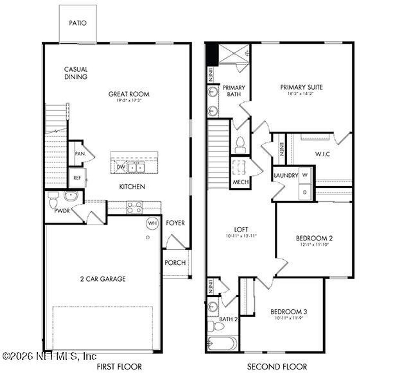 2D floor plan layout of this home in , Jacksonville, FL (Image 2).