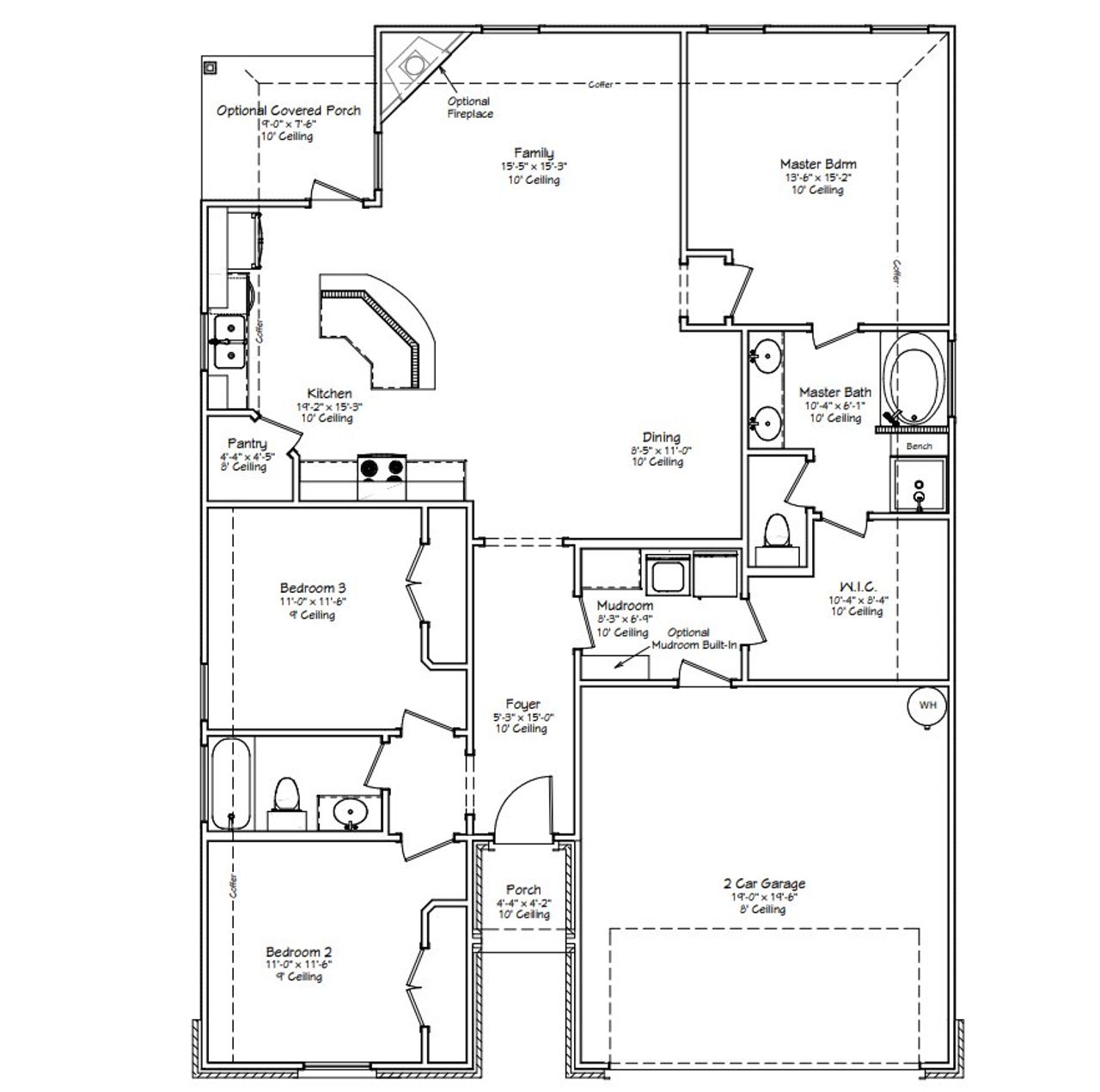 2D floor plan layout for the The Iris by Avonley Homes in Pinemont, Bryan, TX (Image 2).