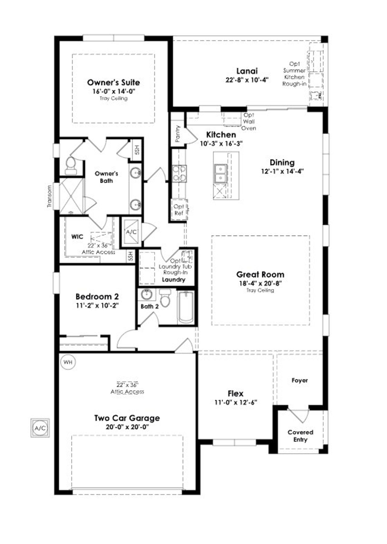 2D floor plan layout for the Gabriella by Kolter Homes in Cresswind at Lake Harris, Tavares, FL (Image 2).