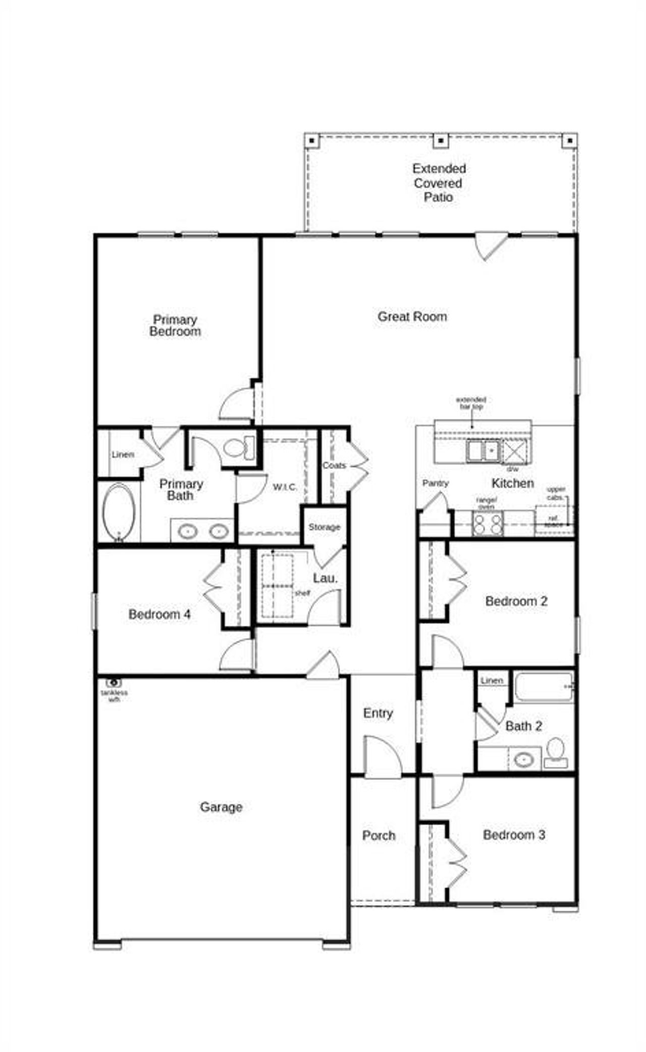 2D floor plan layout of this home in Eagle Creek, Denton, TX (Image 2).