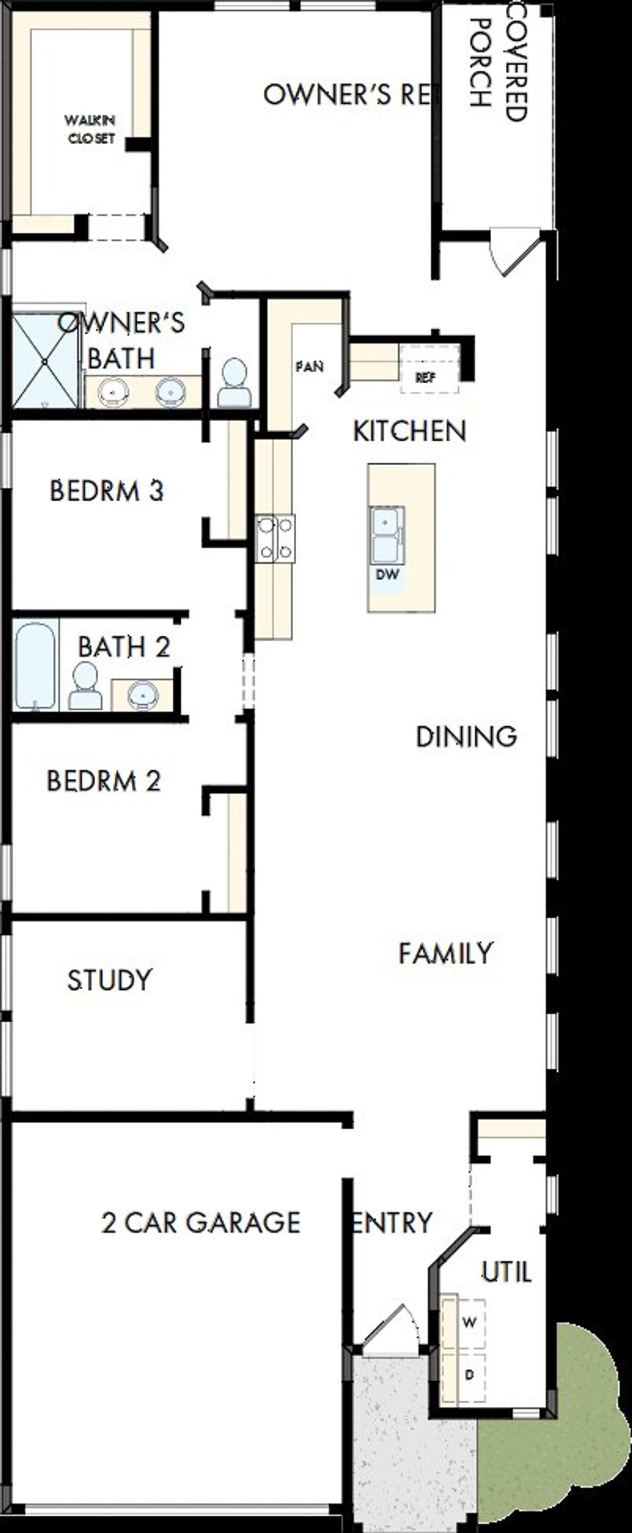 2D floor plan layout of this home in Creekshaw – Gardens, Royse City, TX (Image 2).