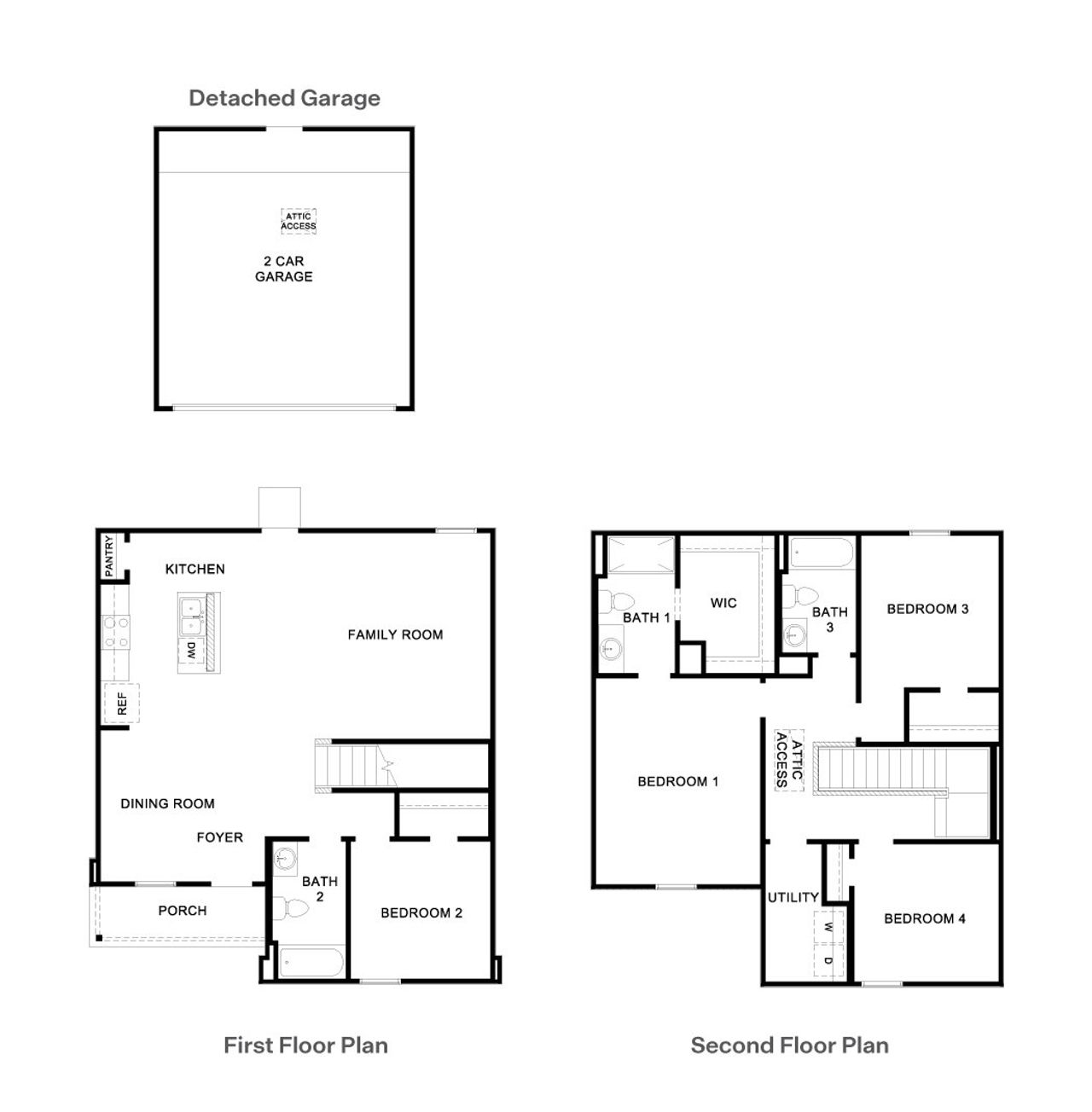 2D floor plan layout of this home in Prairie Lakes, Buda, TX (Image 2).