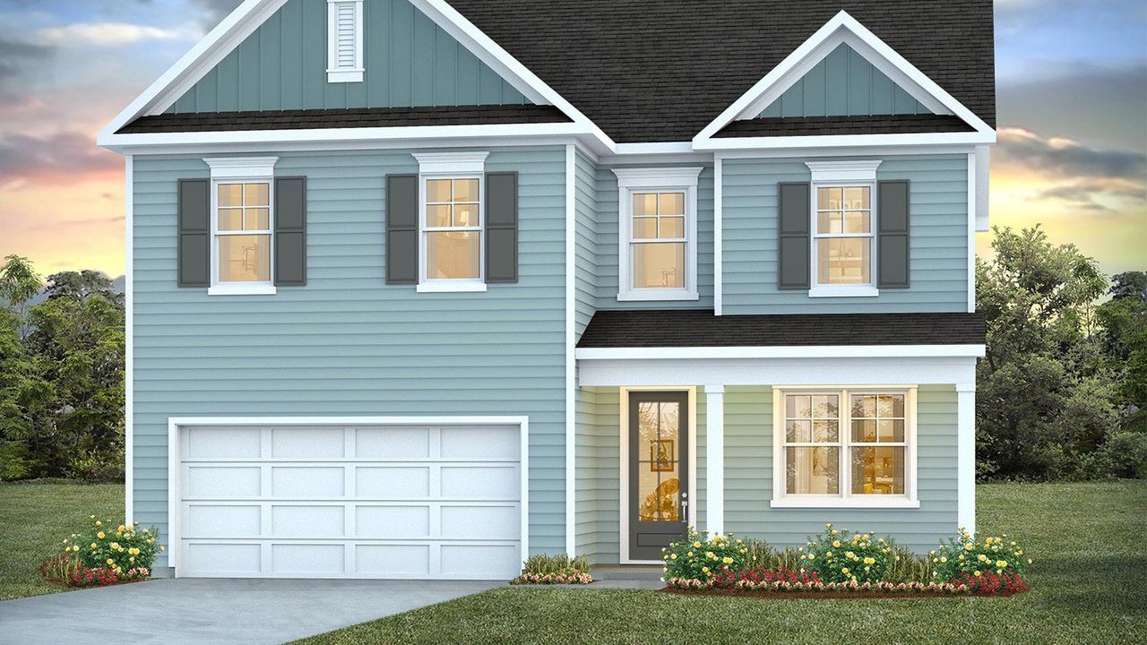 Representative exterior photo of a completed home built from the Galen by D.R. Horton in The Lakes at North Glynn, Brunswick, GA (Image 2).