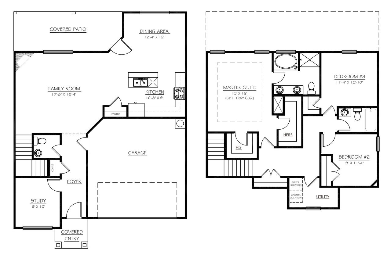 2D floor plan layout for the BAKERSFIELD by D.R. Horton in River Trace, Simpsonville, SC (Image 2).