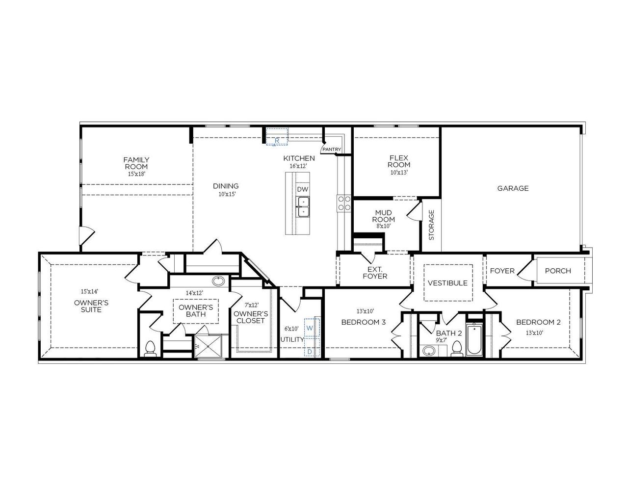 2D floor plan layout of this home in Emberly  45', Beasley, TX (Image 2).