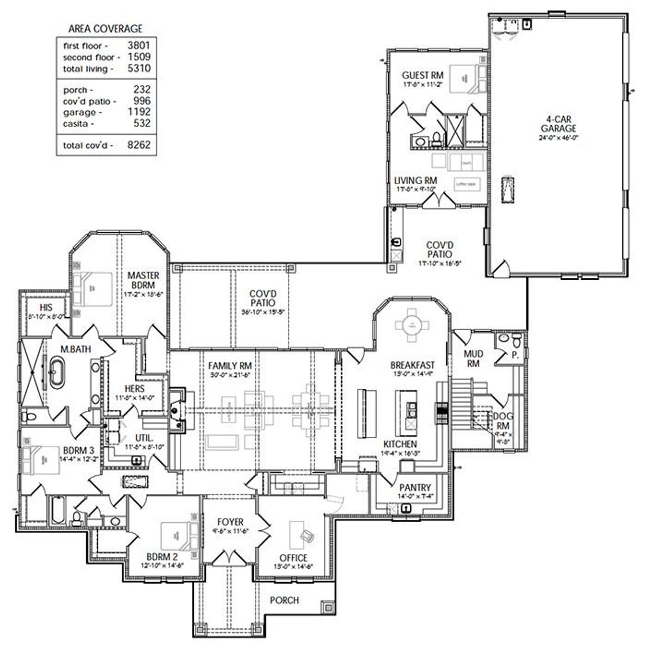 2D floor plan layout for the Timber Ridge by Kurk Homes in Republic Grand Ranch, Willis, TX (Image 2).