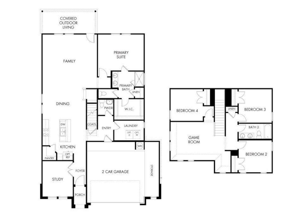 2D floor plan layout of this home in Waterstone Crossing, Kyle, TX (Image 2).