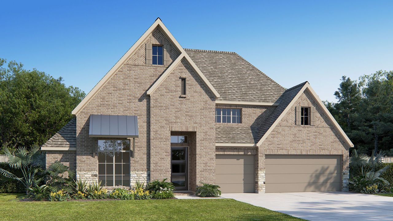 Representative exterior photo of a completed home built from the Design 3308W by Perry Homes in Jordan Ranch 65', Fulshear, TX (Image 2).