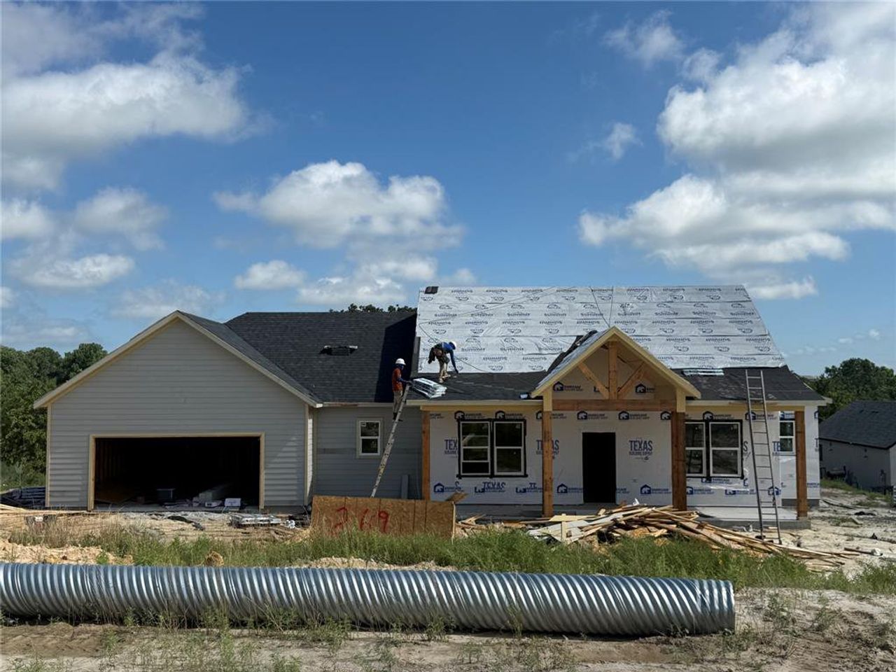 In-progress construction of a new home in Zion Trails, Poolville, TX (Image 2).