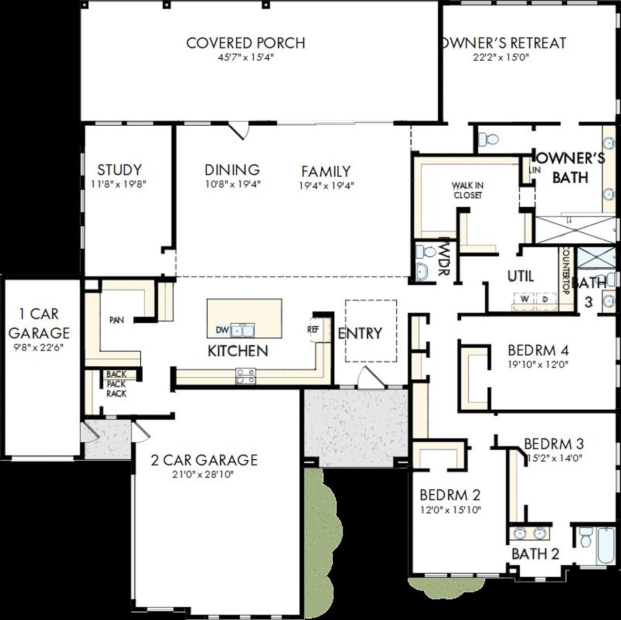 2D floor plan layout of this home in Lakeview - Estate Collection, Waller, TX (Image 2). 2D floor plan layout of this home in Lakeview - Estate Collection, Waller, TX (Image 2).